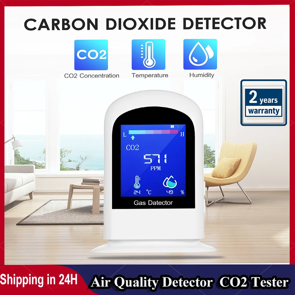 

3-в-1 Датчик качества воздуха Перезаряжаемые CO2 детектор цифровой ЖК-дисплей CO2 метр тестер Температура измеритель влажности CO2/RH/температура