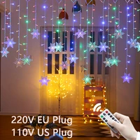 garland led snowflake string light christmas fairy string decorative curtain lights for home wedding party new year decoration