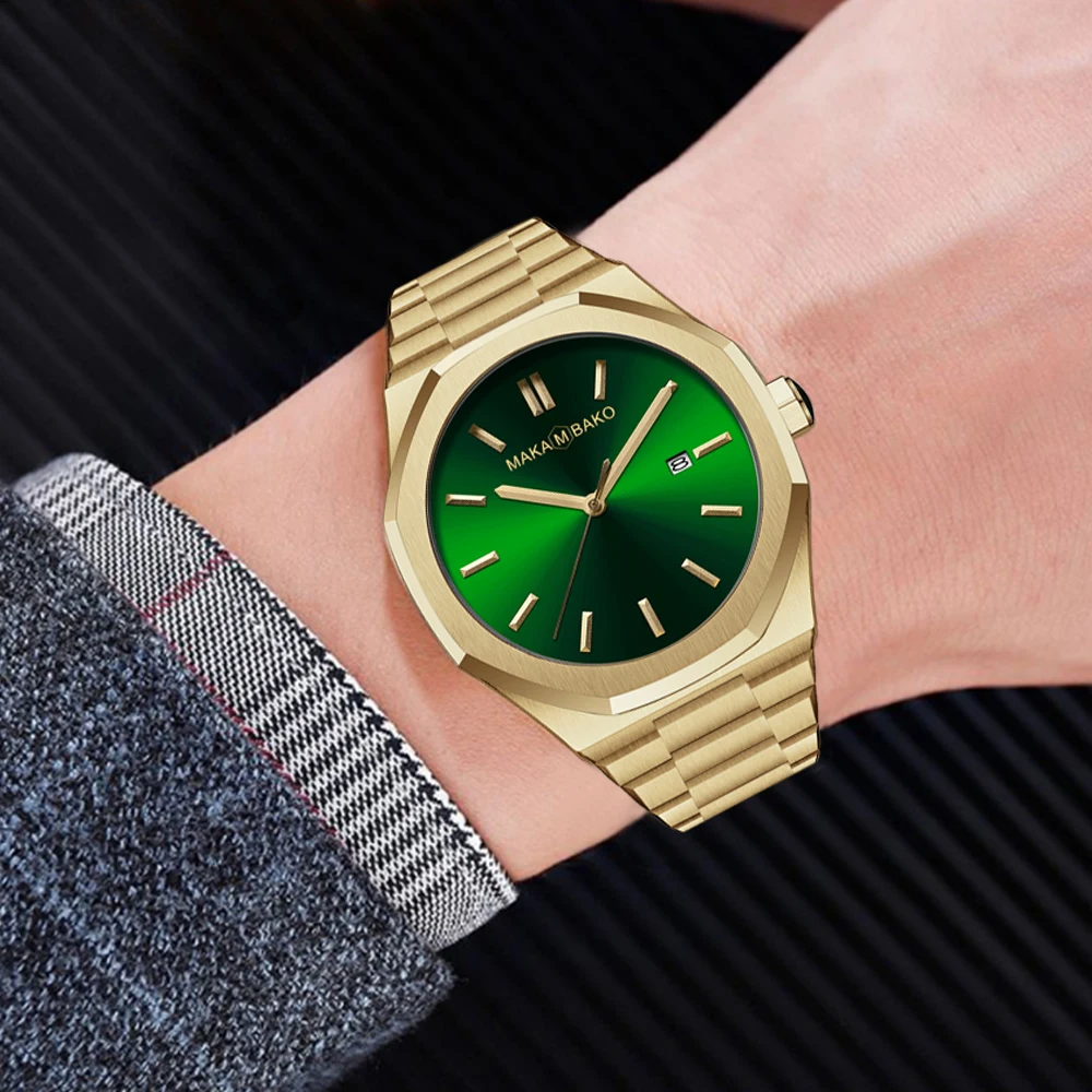 Часы наручные мужские кварцевые в стиле милитари роскошные деловые золотистые с