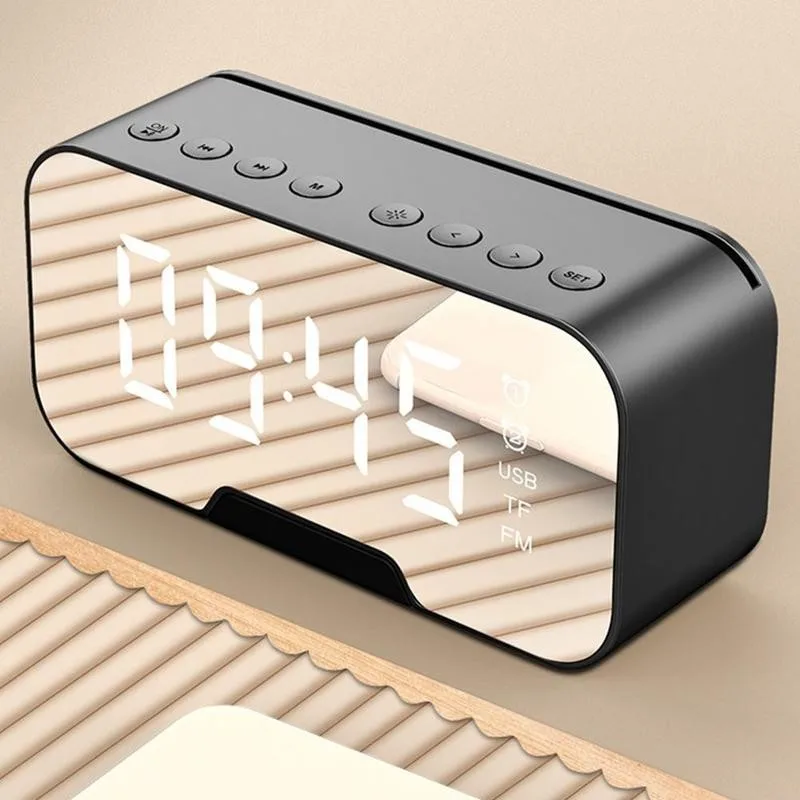 Светодиодные зеркальные часы 1 шт. цифровые настольные радио беспроводные Часы