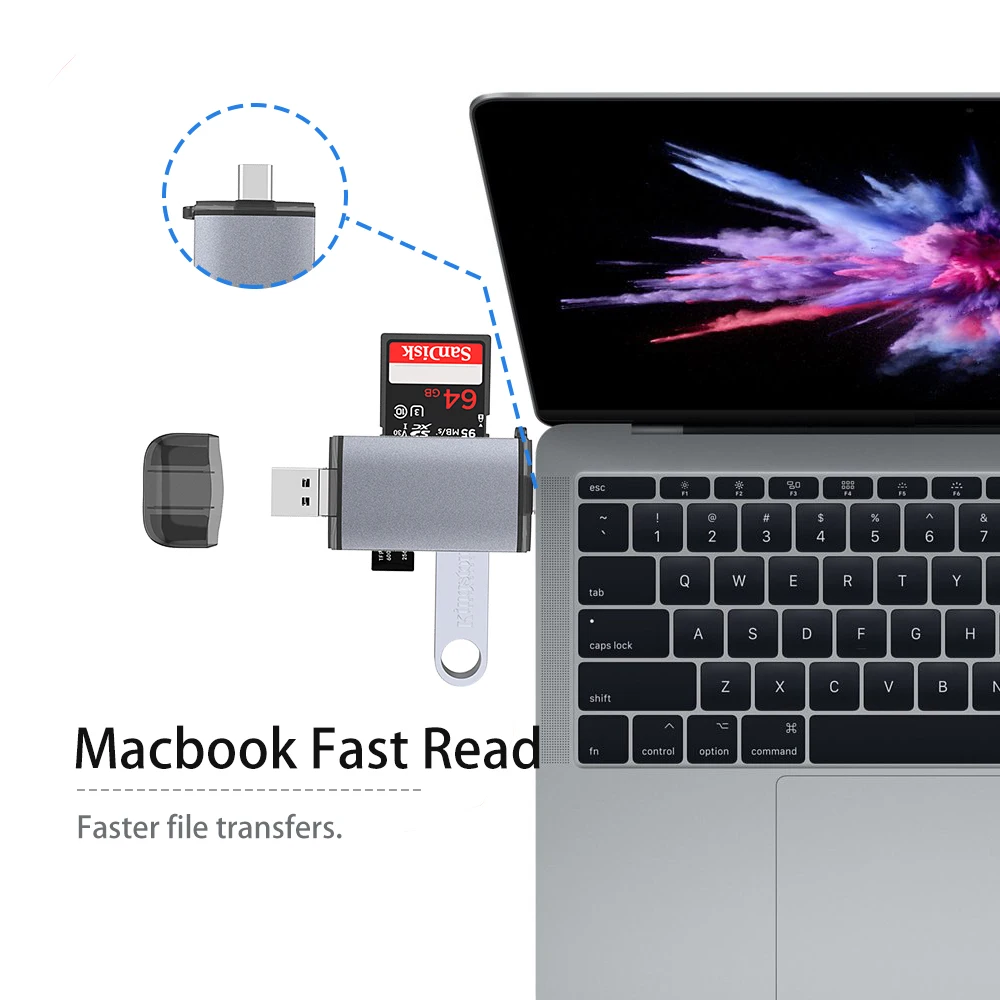 Док станция USB 3 0 кардридер для Macbook Type C мобильный OTG чтение TF карта SD usb накопитель