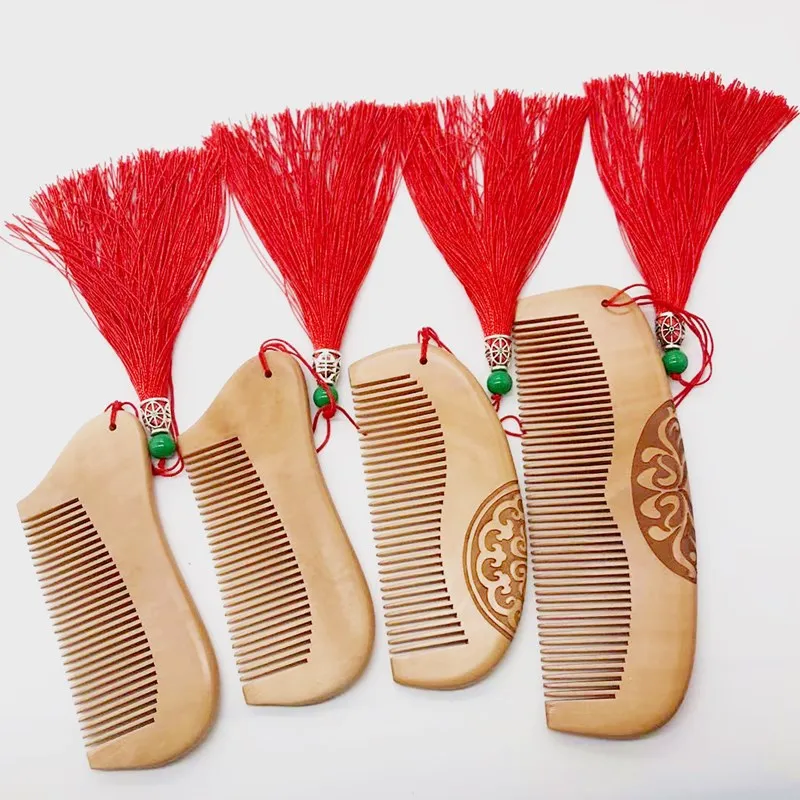 Натуральный Анти статический деревянный бамбуковый Массажная расческа Массажка