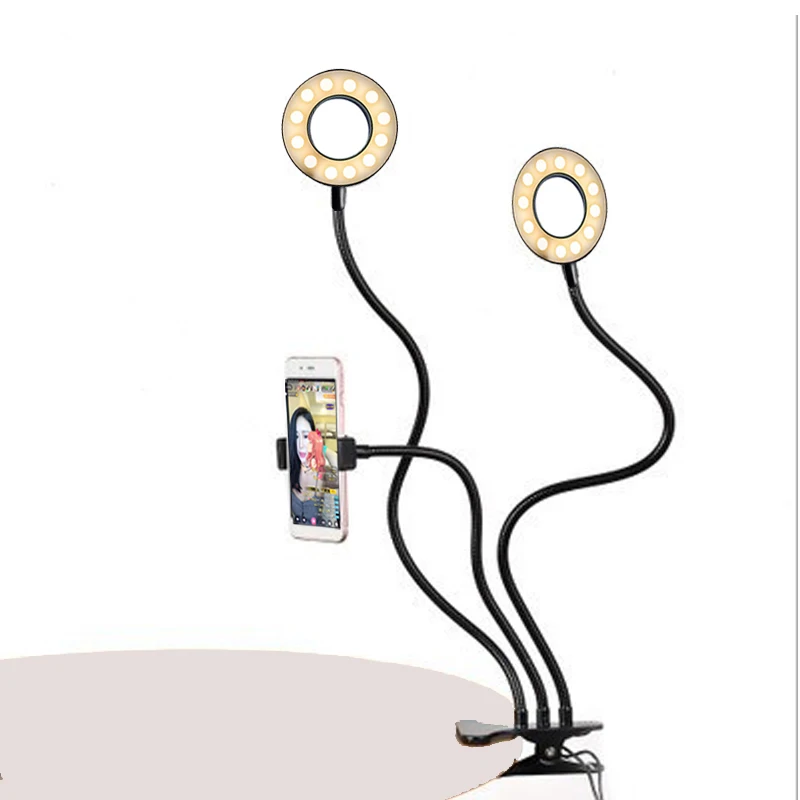 Световое кольцо для селфи LED лампа универсальная с гибким держателем телефона