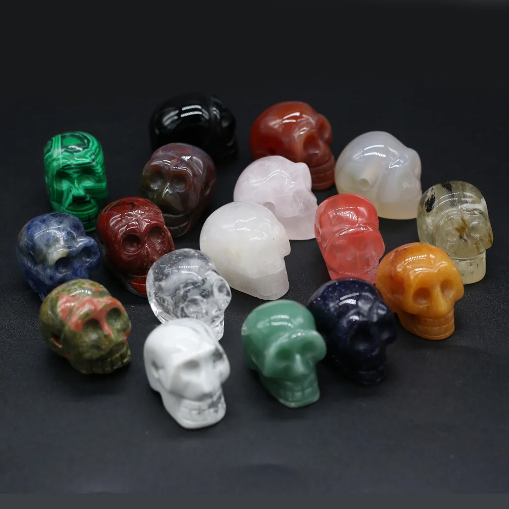 

Natural Stone Agates Jade Skull Pendant Ornaments For Jewelry Making DIY Necklace Accessories Reiki Healing Gems Home Decor Gift