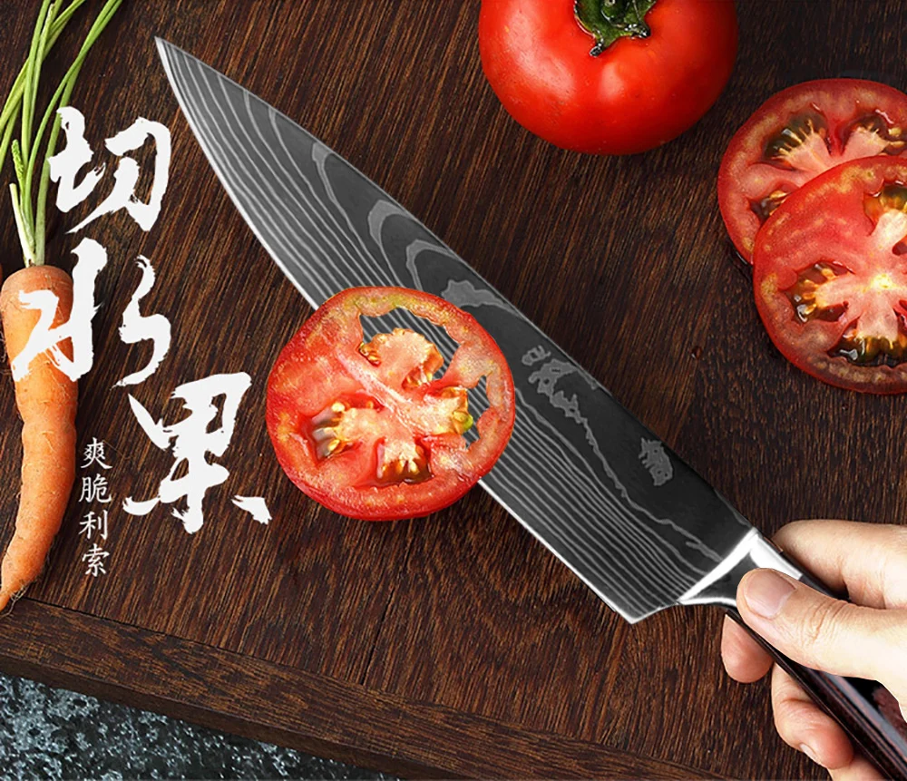 XITUO Кухня набор для повара 4 8 шт. Ножи Нержавеющая сталь держатель Santoku резка