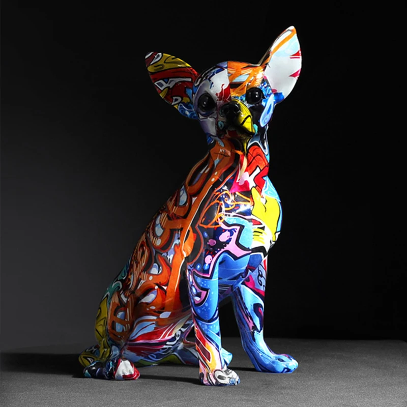 

Home Modern Painted Colorful Dachshund Dog Decoration Wine Cabinet Office Decor Desktop Crafts FEA889