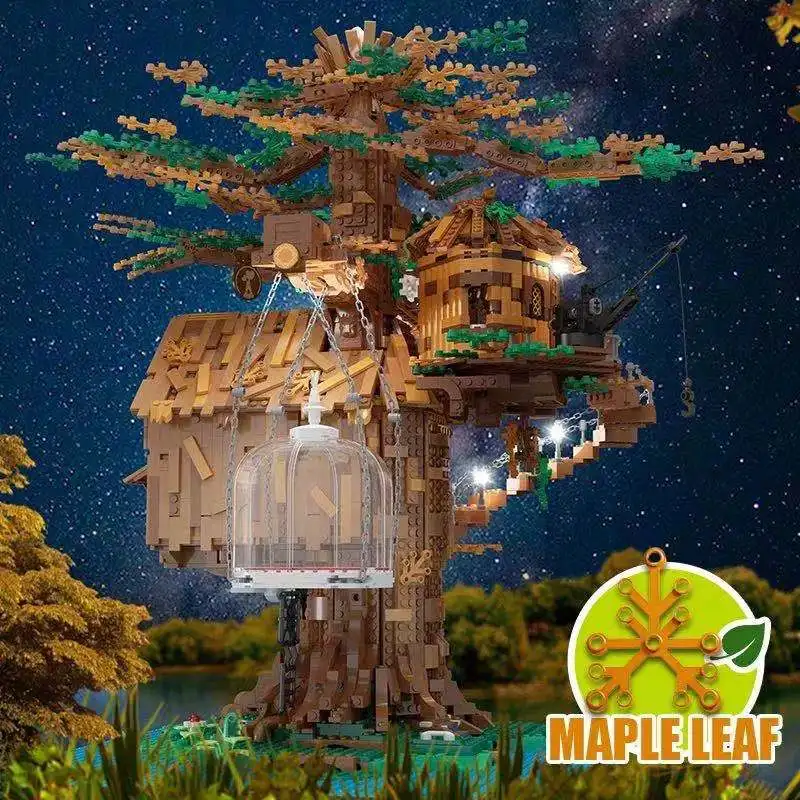 

DIY 3958+pcs Building Blocks MOC The Tree House Model With Led lights Assemble Bricks Kids Educational Toys Christmas Gifts