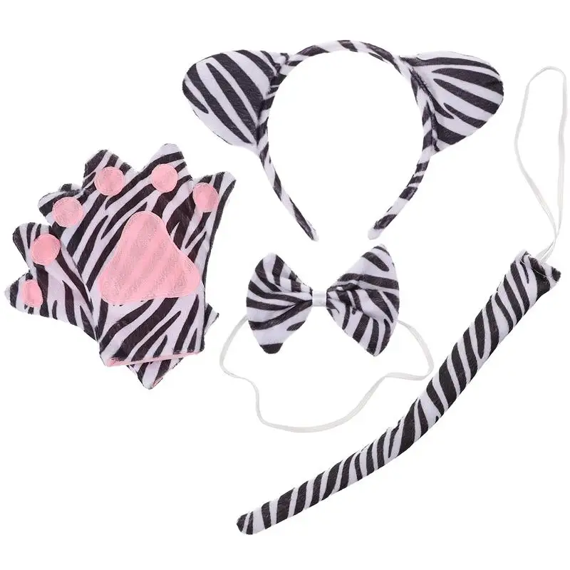 

5pcs Animal Cosplay Accessories Headband Bowknot Tie Tail Gloves Set Photo Props