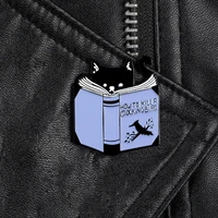 cute cat reading book pins how to kill a mockingbird backpack bags hats leather jeckets decoration accessories gift for reader