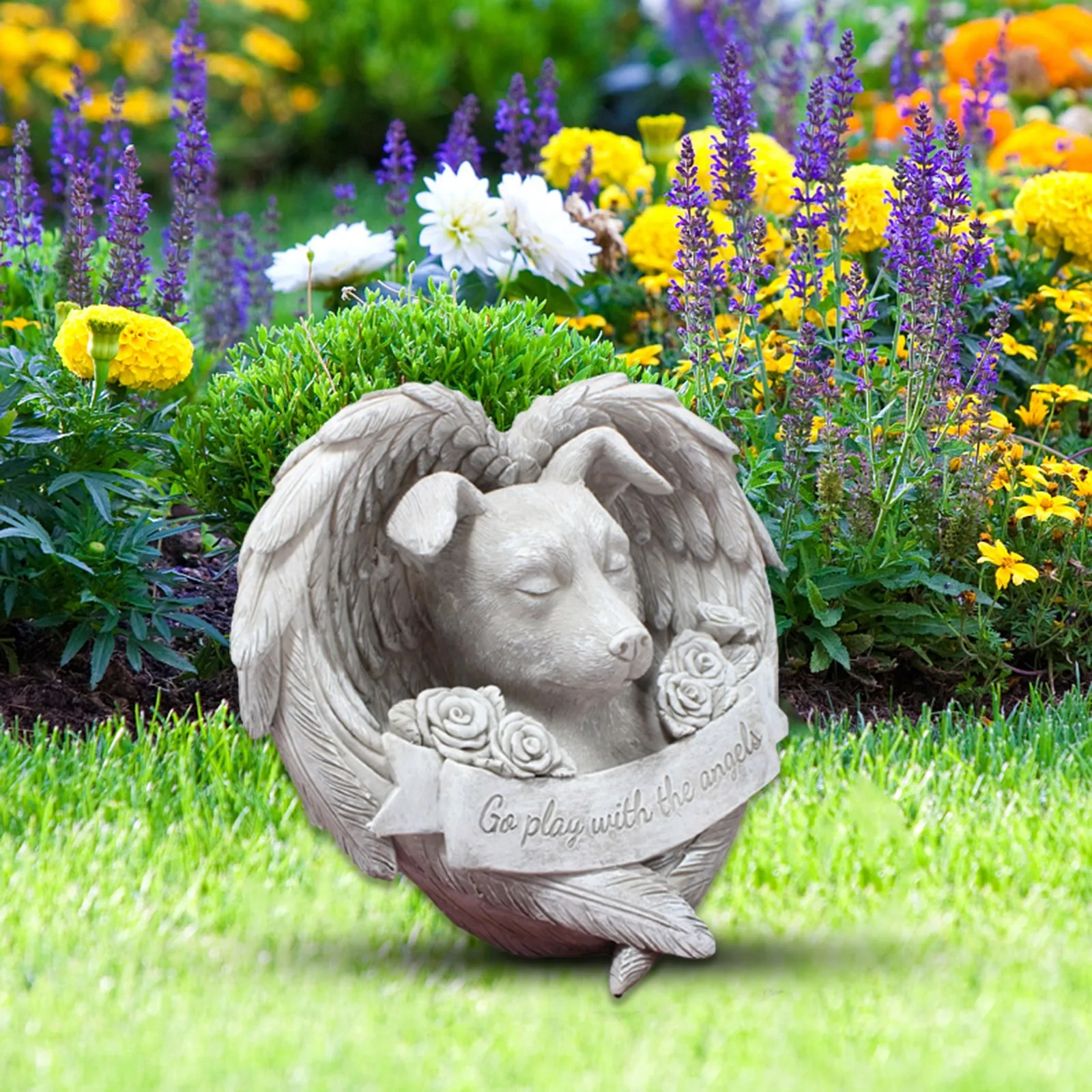 

Puppy Dog Cat Monument Pet-Angel Wing Tombstone Decoration Resin Crafts small Statue Figurine Micro Crafts Ornament