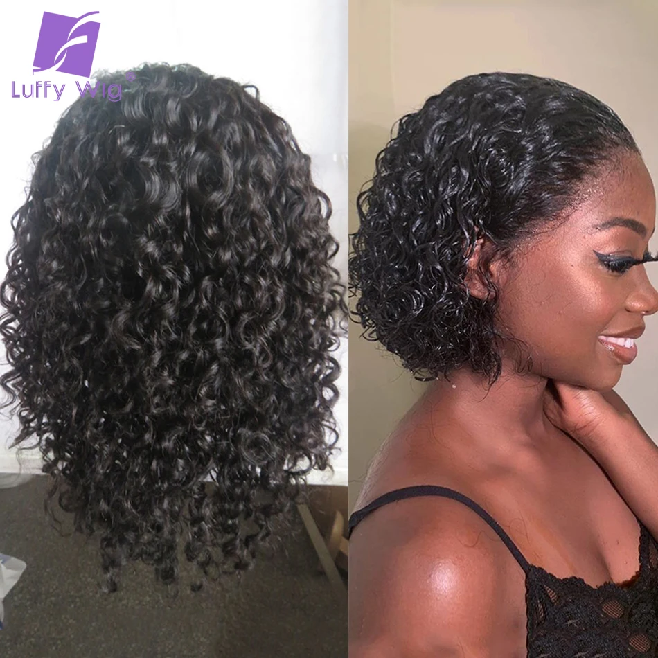 

Short Curly 13x6 Lace Front Human Hair Wigs Pre Plucked Remy Brazilian Hd Transparent Lace Frontal Wig with Baby Hair LUFFY