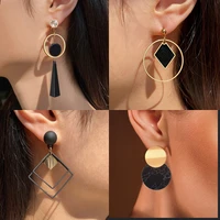 lovr new korean statement black acrylic drop earrings for women 2019 fashion wedding jewelry vintage geometric gold earring
