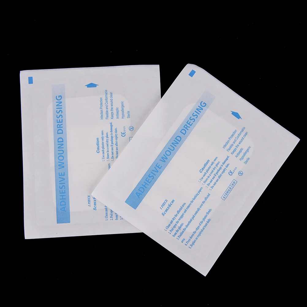 

10 Pcs Large Size 6*7cm Non-woven Medical Adhesive Wound Dressing Band Large Wound First Aid Outdoor Hypoallergenic Aid Bandage