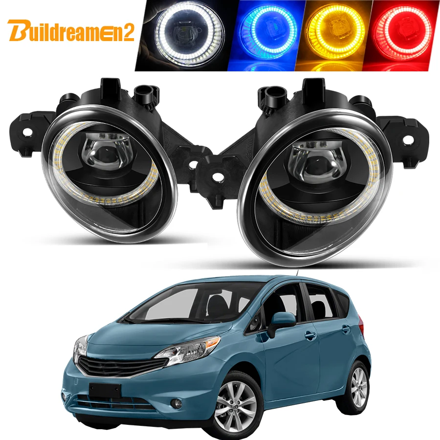 2 Pieces Car LED Fog Light Assembly For Nissan Versa Note 2014 2015 2016 Angel Eye Fog Daytime Running Lamp DRL 4000LM H11 12V