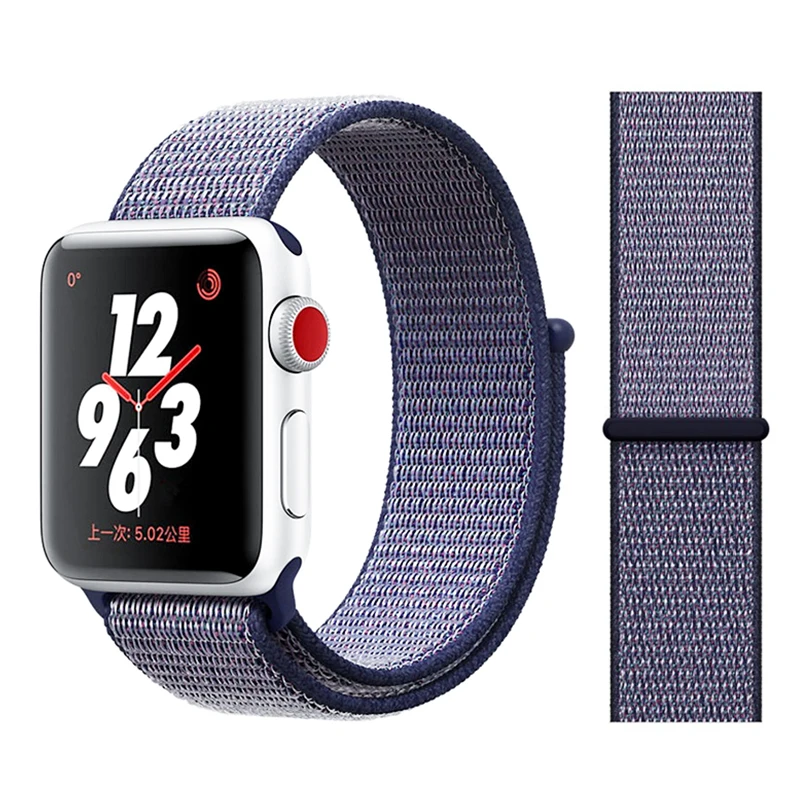 Нейлоновый ремешок для Apple watch 5 ремешок 44 мм 40 мм iWatch ремешок 42 мм 38 мм спортивный ремешок для часов Браслет Apple watch 4 3 2 1 38 40 44 мм - Цвет ремешка: Midnight Blue