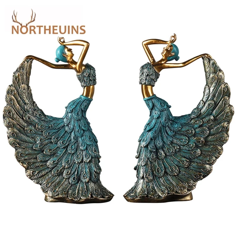 Статуэтка танцовщицы павлина NORTHEUINS из смолы Современная Дамская танцевальная