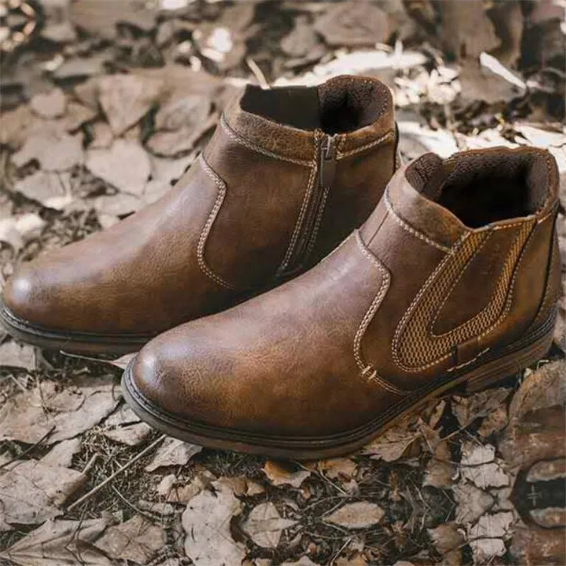 

Autumn Winter 2020 Fashion Wild Men Rubber Ankle Shoes Slip On Waterproof Low-Heel PVC Rain Boots Ankle Boot Solid Color