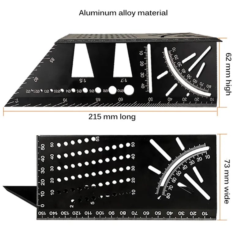 

The New Multifunctional Angle Ruler 45 90 Degree Aluminum Alloy Accurate Woodworking Square Angle Ruler Marking Gauge Home Tool