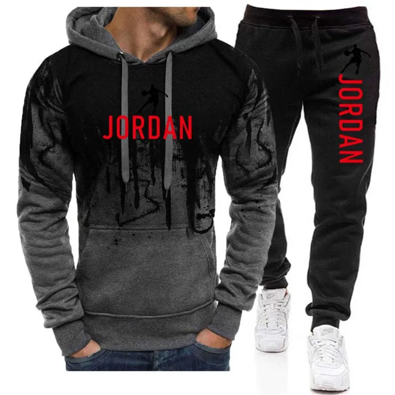 

Jordan Sportswear 2-Piece Men's Hoodie Autumn Sweatshirt + Sweatpants Jogging Men's Pullover Set 3XL