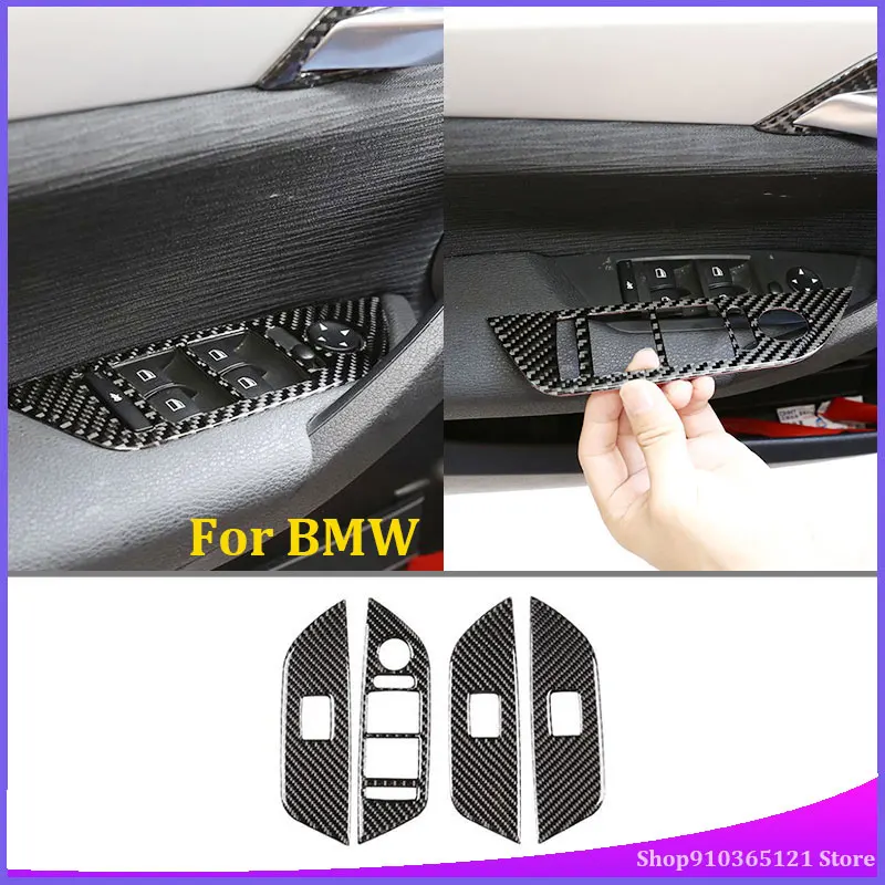 

Для BMW X1 E84 2011-2015 RHD и LHD карбоновое волокно Кнопка подъема окон автомобиля рамка Обрезать правый и левый руль 4 шт