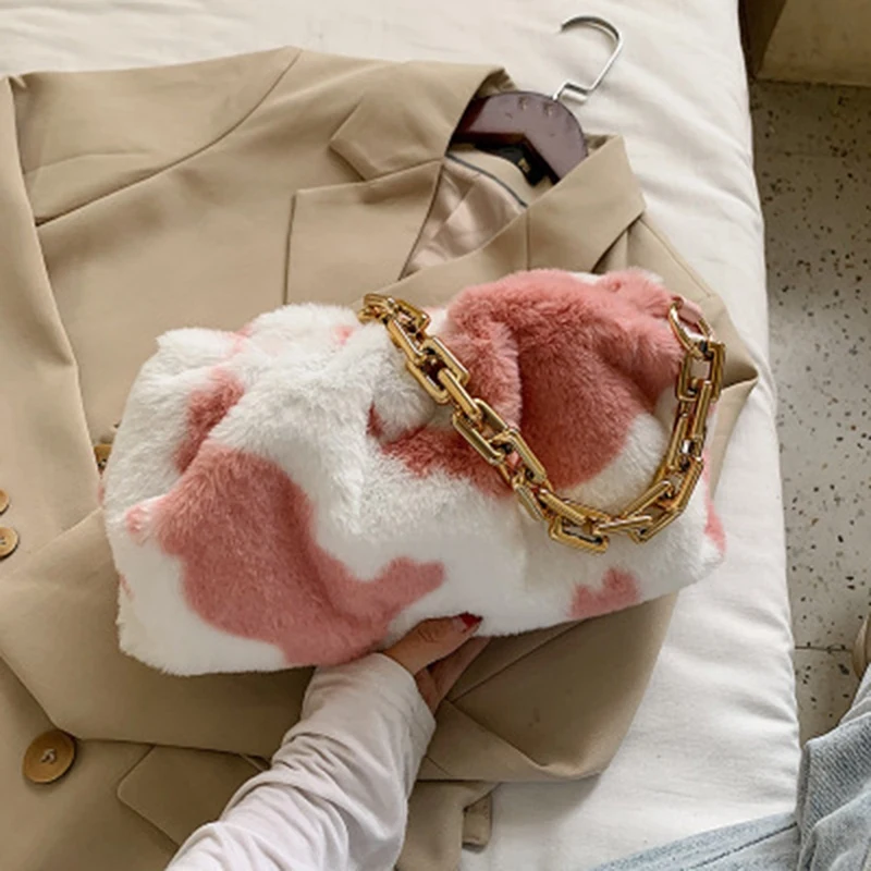 

ASDS-Ladies Plush One-Shoulder Messenger Bag Handbag Purse and Handbag Clutch Bag Lady