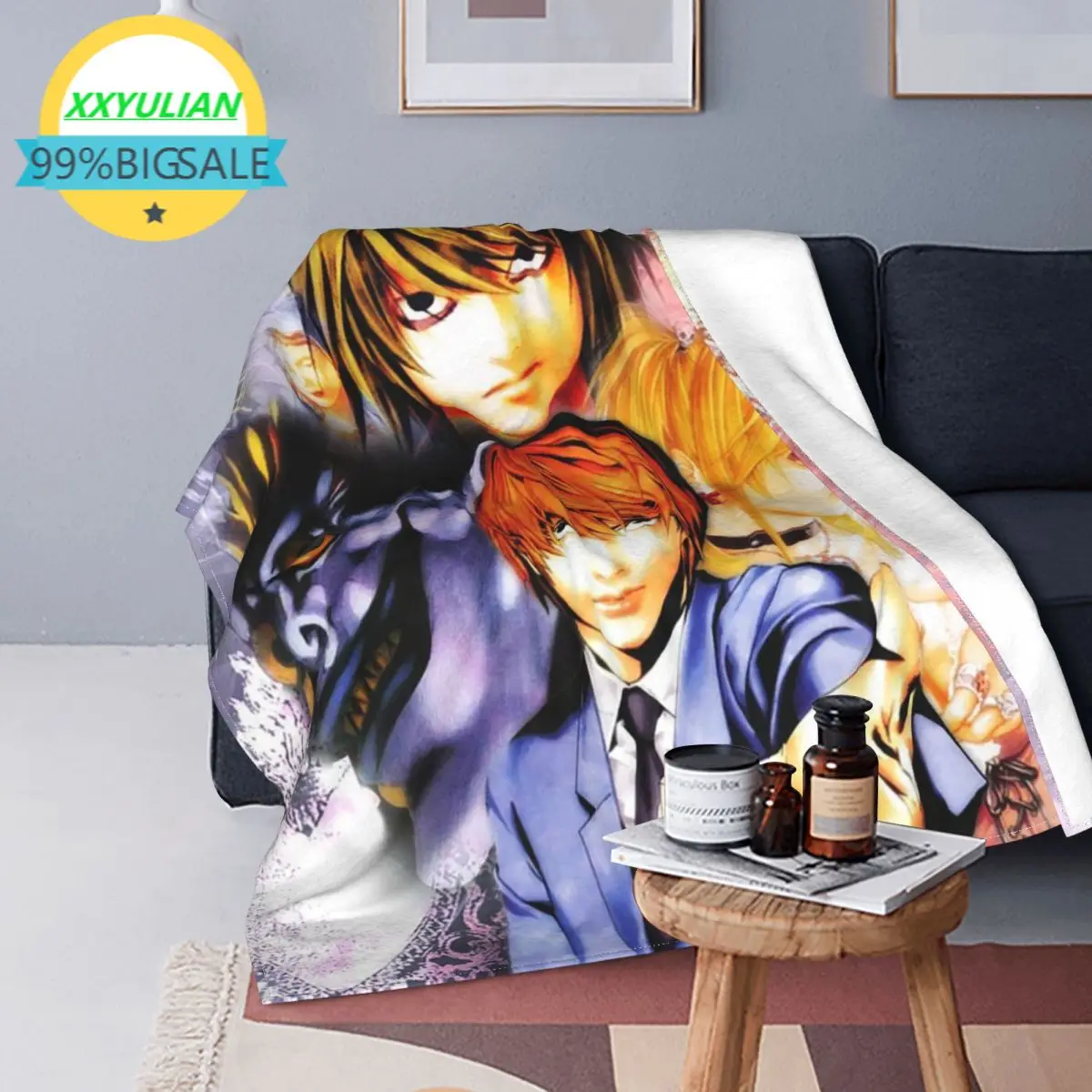 

Death Note Blankets Coral Fleece Plush Textile Decor Yagami Light Portable Soft Throw Blankets for Bed Outdoor Bedding Throws