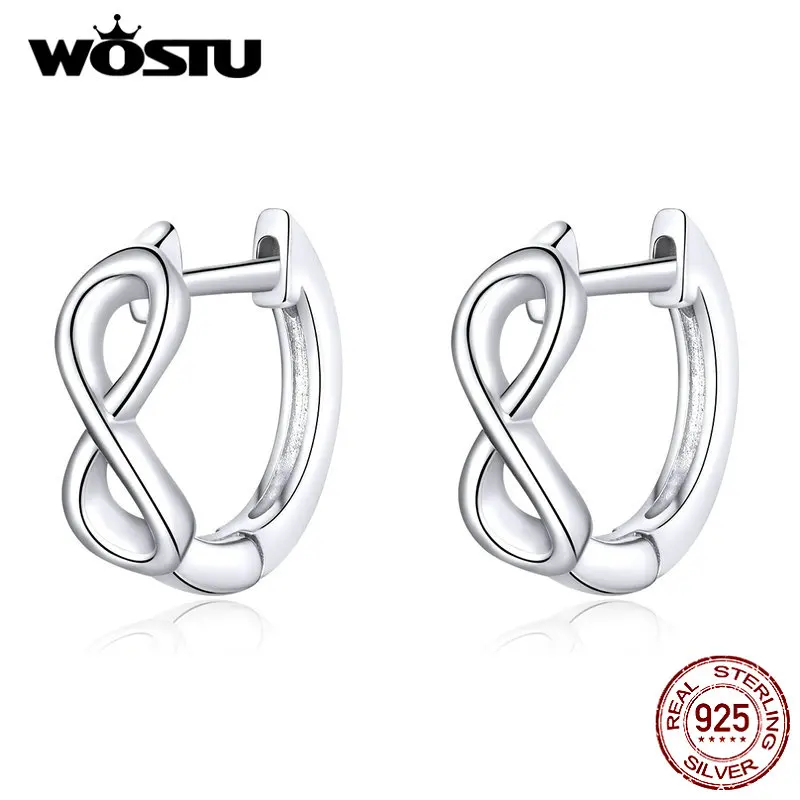 WOSTU 2019 новинка 100% настоящее 925 пробы серебряные серьги гвоздики бесконечной любви