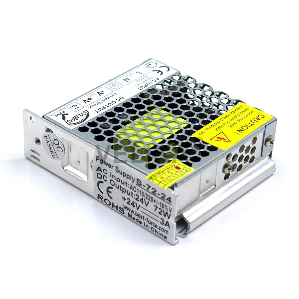 Ультра-тонкий 72 Вт 24 в 3 А Импульсный источник питания светодиодный трансформатор