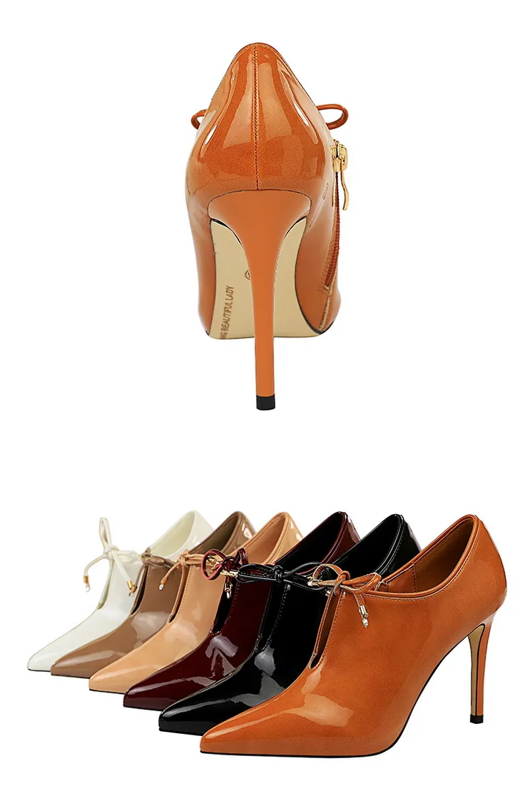 Женские ботильоны; зимние сапоги; zapatos de mujer; зимние сапоги; сапоги на высоком каблуке; пикантные лакированные туфли для ночного клуба с острым носком