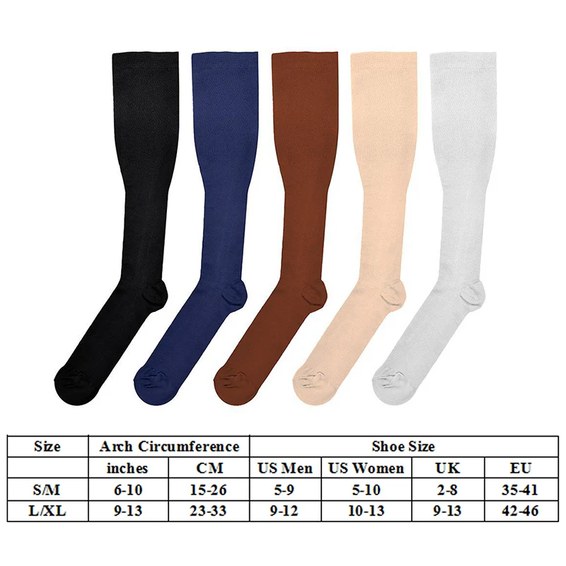 

High Socks Nylon Long Sock Varicose Vein Leg Relief Pain Knee Socks Pressure Compression Stockings Unisex Solid Color Thigh