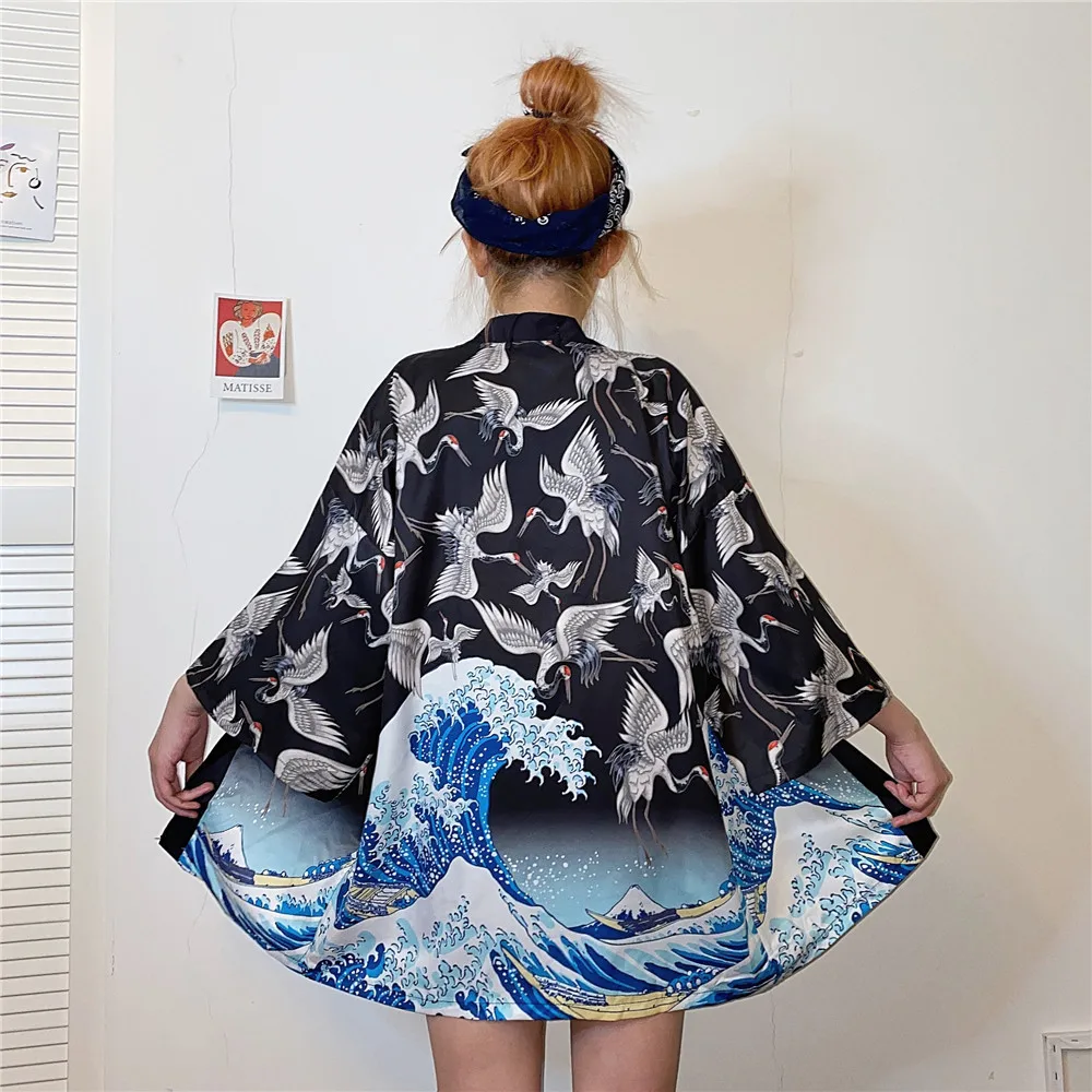 

Women Kimonos Coat Yukata Kimonos Women Harajuku Japanese Kimono Summer Print Loose Shirt Tops Casual
