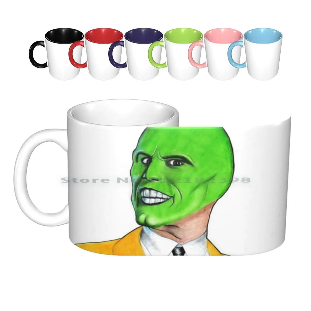

The Mask Ceramic Mugs Coffee Cups Milk Tea Mug Jim Carrey Comedy Green Humor Movie Funny Person Alternation Creative Trending