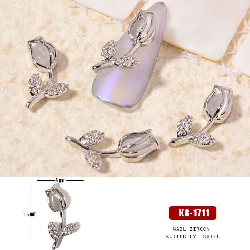 2 шт. блестящие Роскошные циркониевые розы Дизайн 3D дизайн ногтей украшения