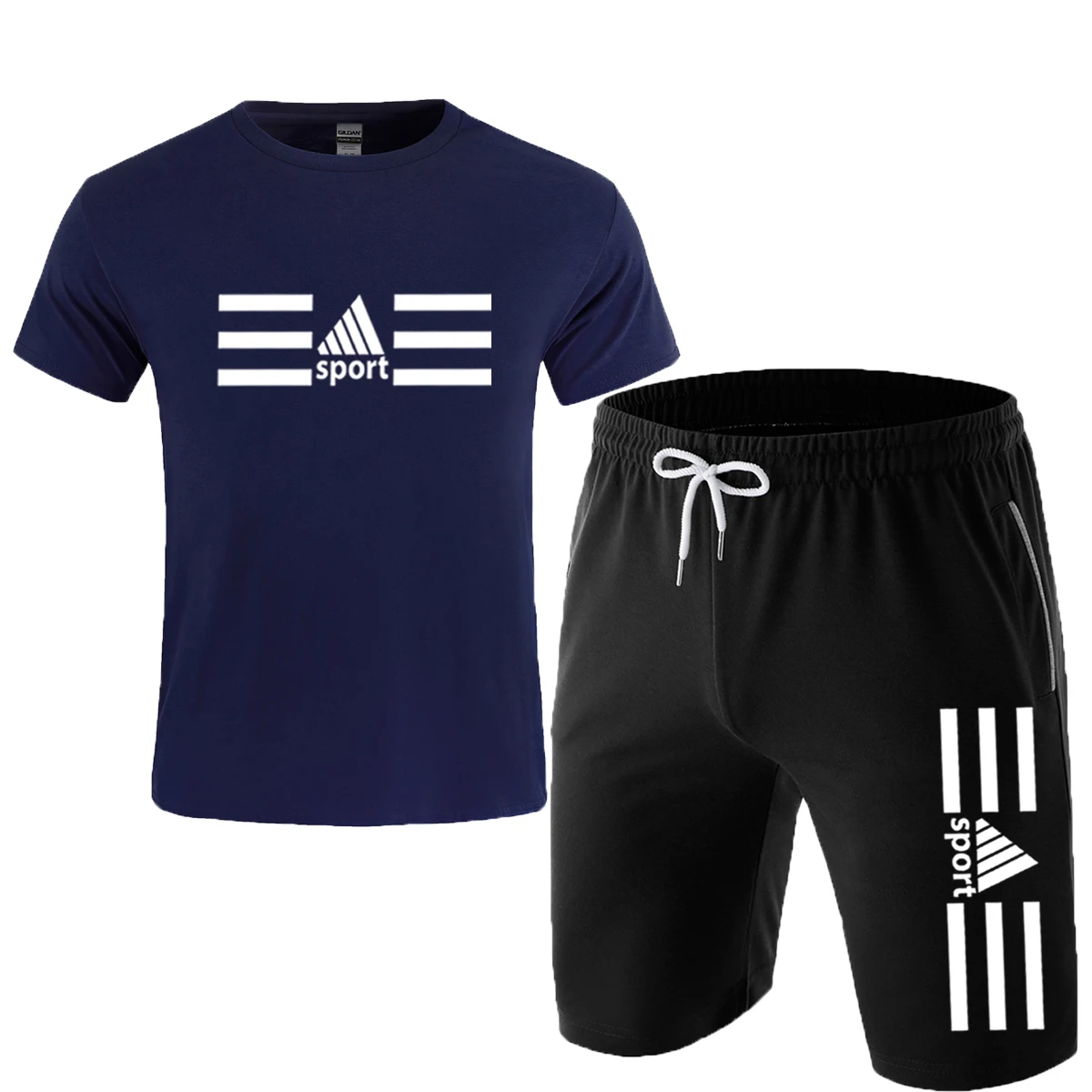 

2021 hot sale summer Tshirt pants suit casual brand fitness jogging pants T-shirt hip-hop fashion men's sportswear cotton shorts