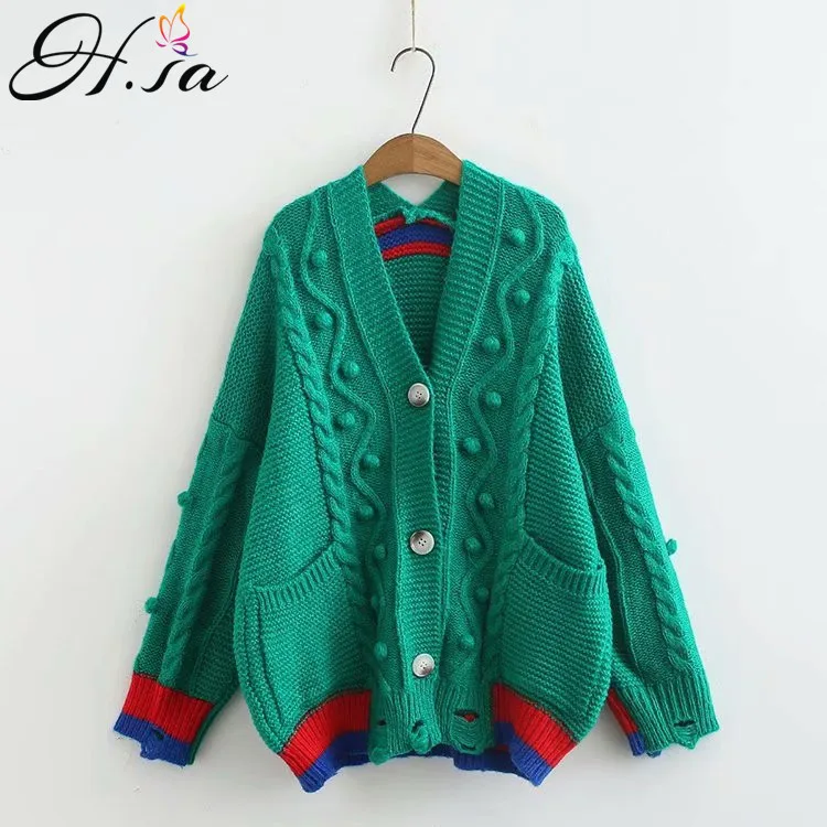 HF1997 Blue H. SA blusa de frio feminina женский зимний толстый теплый свитер кардиганы однобортный скрученный корейский длинный жакет пальто трикотаж - Цвет: HF1997 Blue