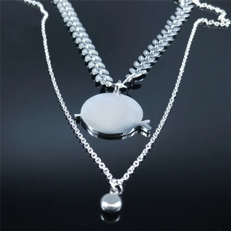 Многослойное ожерелье из нержавеющей стали с котом 2021 для женщин серебряное