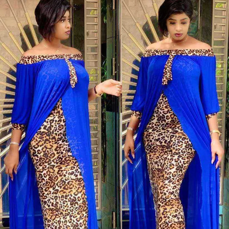 Женское платье с леопардовым принтом вечернее в африканском стиле коротким