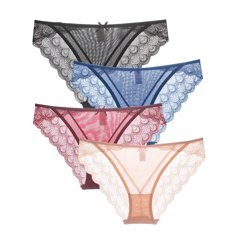 

3PC/SET Lace Briefs for Women Transparent Underwear Low Waist Shorts Erotic Sexy Panties Seamless Underpants Breathable Lingerie