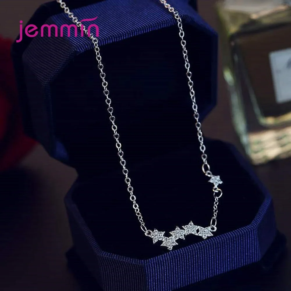 Hot Sale Charming 925 Sterling Silver Necklaces Clear Cubic Zircon Mirco Setting Stars Women Female Wedding Dress Decoration | Украшения и
