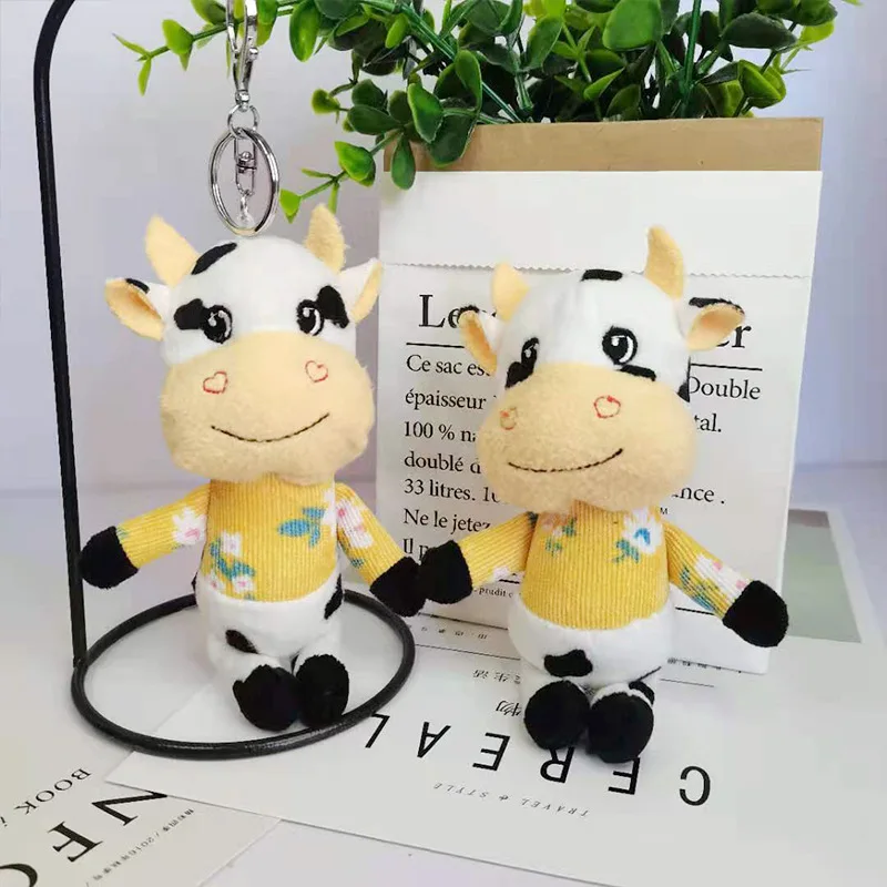 

Cute Cartoon Cow Plush Toy Keychain Pendant Black And White Spotted Calf Doll Doll Bag Pendant
