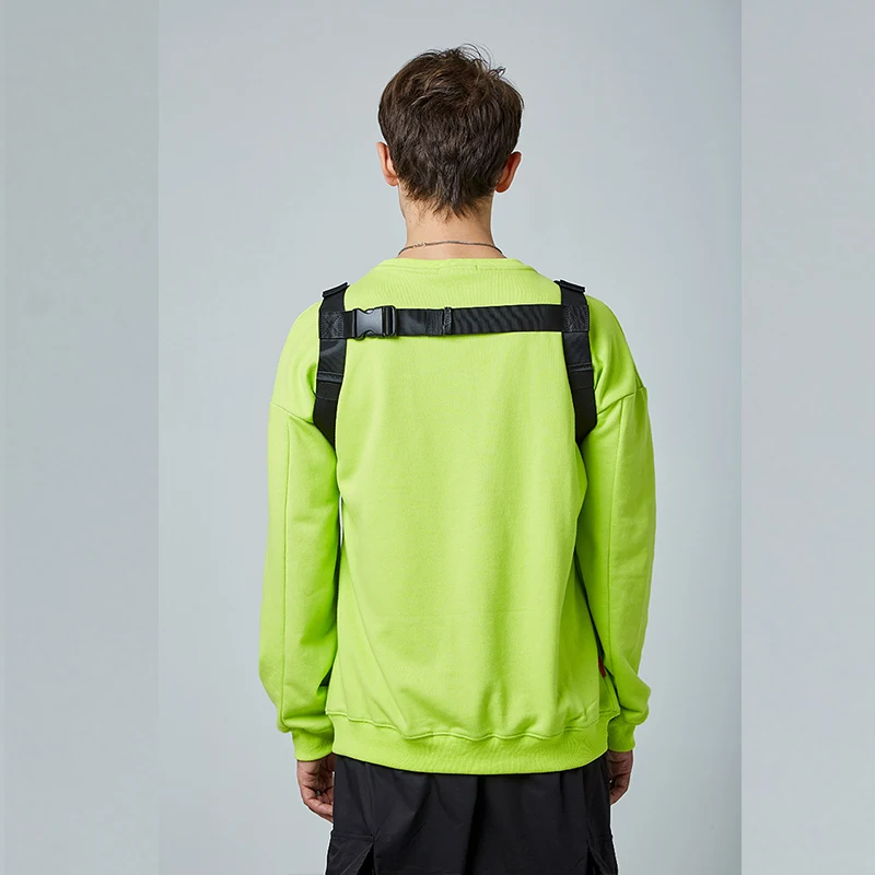 Жесткая нагрудная сумка в стиле хип хоп тактическая уличная с маленьким красным