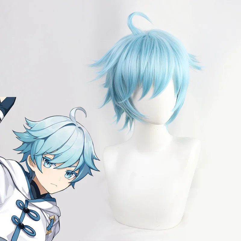 

Chongyun Genshin ударопрочный светильник-голубой короткий термостойкий синтетический волос для Хэллоуина карнавала вечевечерние ролевых игр кос...