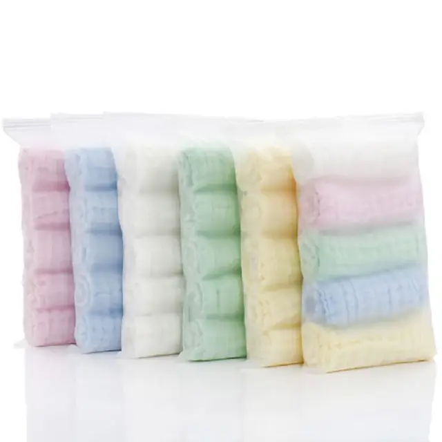 Muslin 6 Layers Cotton Soft Baby Towels 5pcs/Lot Baby Face Towel Handkerchief Bathing Feeding Face Washcloth Wipe Burp Cloths 1