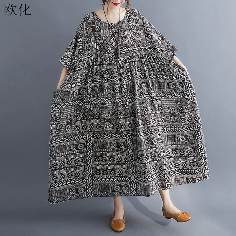 

Сарафан женский хлопковый, большого размера, 4XL, 5XL, 6XL, пляжный, с цветочным принтом, на лето, 2020