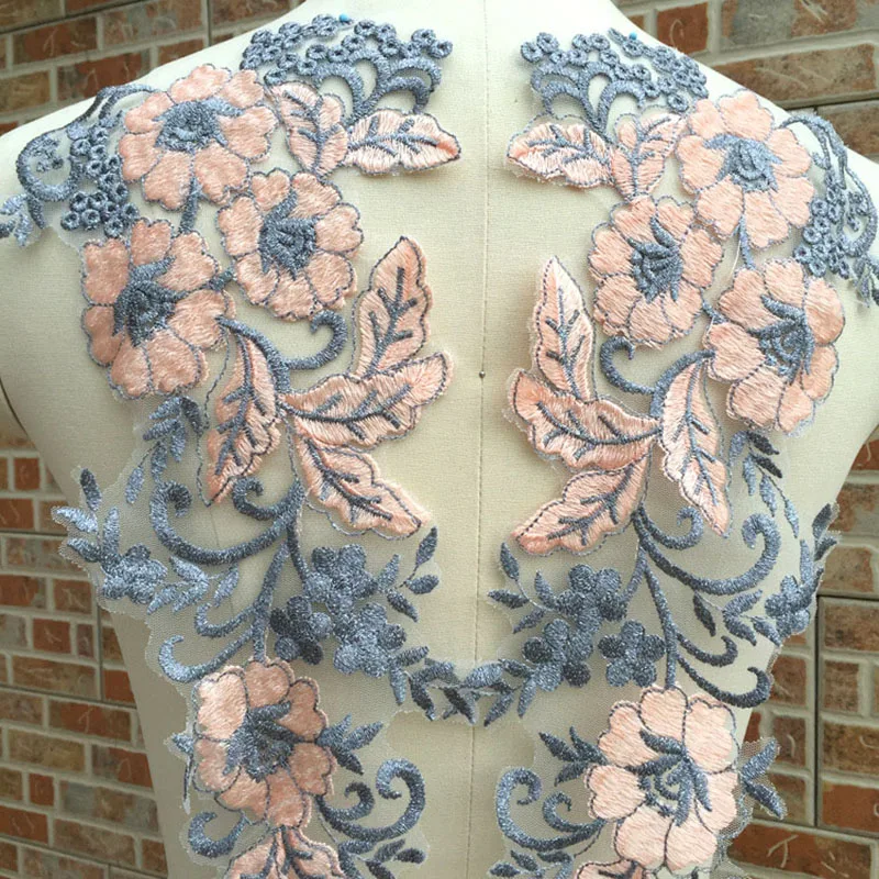1 пара Цветочная сетчатая Кружевная аппликация вышитая кружевная отделка для