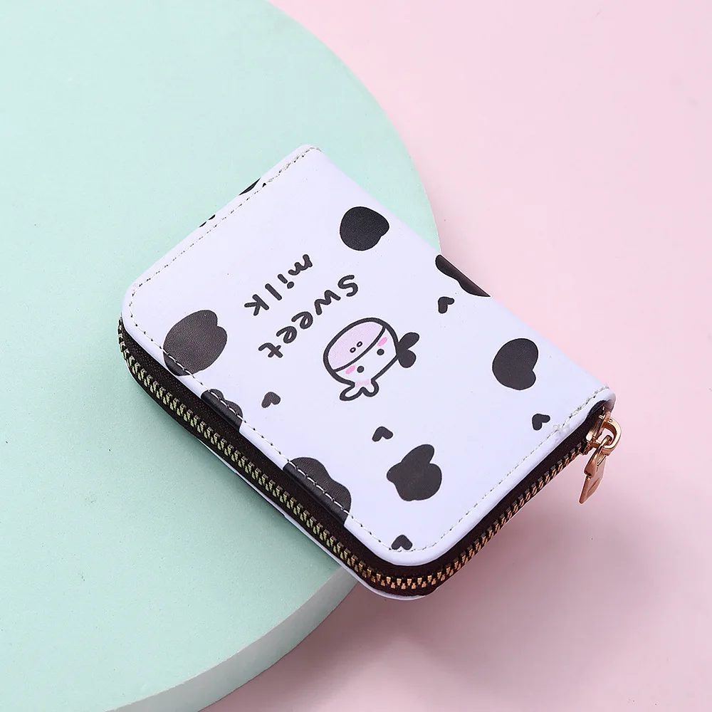 

New Korean Cute Cartoon Short Card Holder Wallet Female Sweet Milk Cow Printing Leisure Student Purse