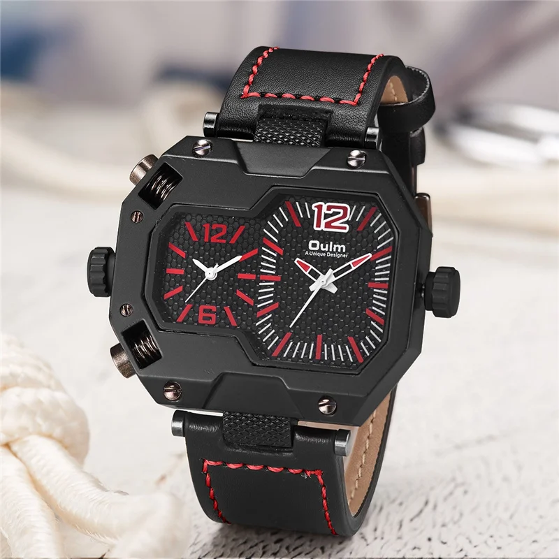 Часы Oulm Мужские модные уникальные часы с неравномерным циферблатом мужские