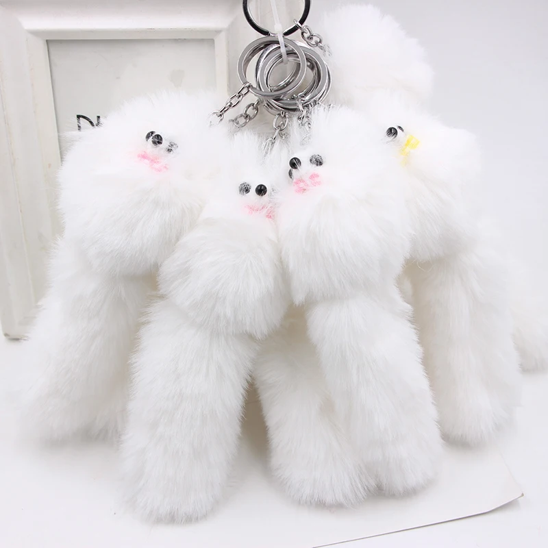 

New Cute Fluffy Fox Ball Key Chain Keyrings Pompom Fox Fur Pendant Keychains Charm Car Bag Key Ring Women Jewelry Gifts Keychain
