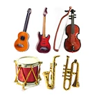 Музыкальные инструменты для кукол в масштабе 112, аксессуары для кукольного домика, искусственная скрипка, гитара, барабан, микрофон, модель трубы, рукоделие