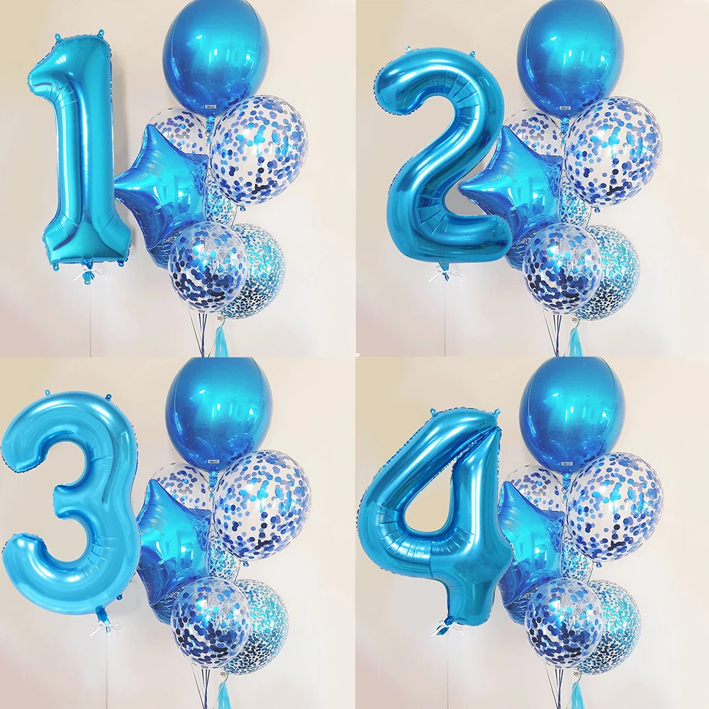 Конфетти синий шары 40 дюймов номер воздушный шар из фольги Globos День рождения